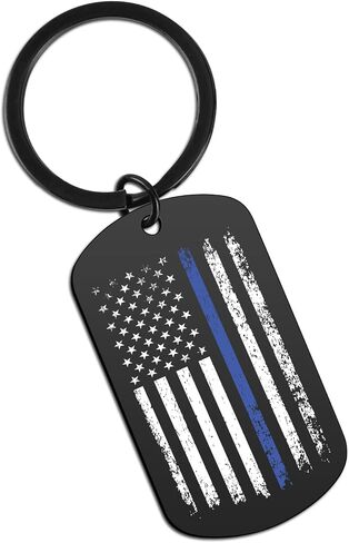 Polices Officer Keychian Gifts - Thin Blue Line Policeman Officers Keyring Cop Law Enforcement Appreciation Retirement Gift for Men Women Birthday Graduation Christmas Academy Accessories in Saudi Arabia