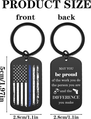 Polices Officer Keychian Gifts - Thin Blue Line Policeman Officers Keyring Cop Law Enforcement Appreciation Retirement Gift for Men Women Birthday Graduation Christmas Academy Accessories in Saudi Arabia