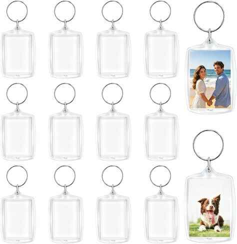 12 PCS Photo Keychain Acrylic Personalised Picture Insert Blank Keyring in Saudi Arabia