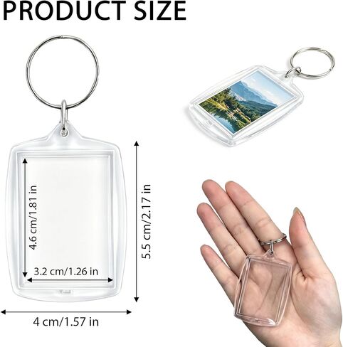 12 PCS Photo Keychain Acrylic Personalised Picture Insert Blank Keyring in Saudi Arabia