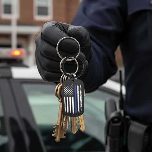 Polices Officer Keychian Gifts - Thin Blue Line Policeman Officers Keyring Cop Law Enforcement Appreciation Retirement Gift for Men Women Birthday Graduation Christmas Academy Accessories in Saudi Arabia
