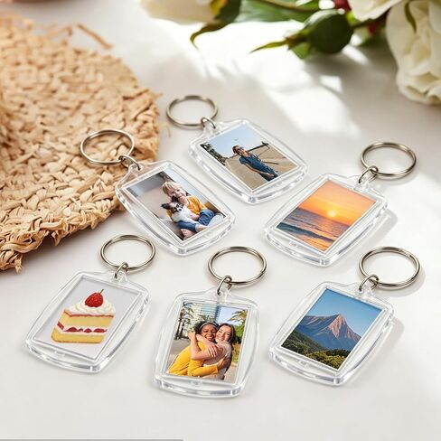 12 PCS Photo Keychain Acrylic Personalised Picture Insert Blank Keyring in Saudi Arabia