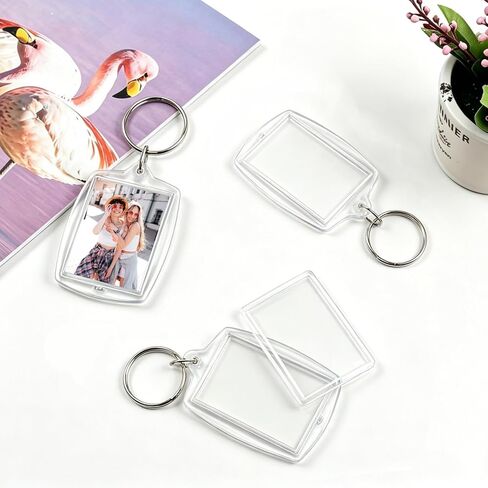 12 PCS Photo Keychain Acrylic Personalised Picture Insert Blank Keyring in Saudi Arabia