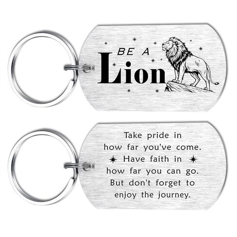 HYHYDHP Be A Lion Keychain for Men Boys - Inspirational Lion Gifts for Animal Lovers, Double Sided Stainless Steel Keychain, Perfect for Son Grandson Graduation Birthday Gift in Saudi Arabia