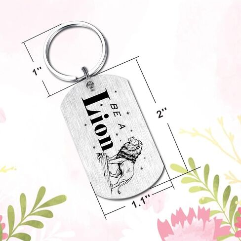 HYHYDHP Be A Lion Keychain for Men Boys - Inspirational Lion Gifts for Animal Lovers, Double Sided Stainless Steel Keychain, Perfect for Son Grandson Graduation Birthday Gift in Saudi Arabia