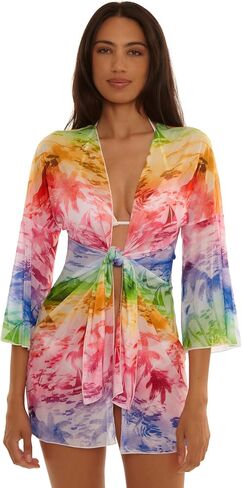 Becca Women's Fiji Tie Front Tunic, Casual, Beach Cover Ups for Women in Kuwait