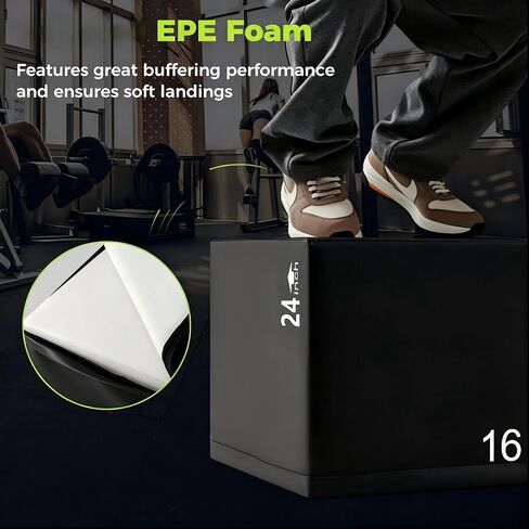 GYMAX Plyometric Jump Box, 3 in 1 Plyo Jumping Training Box with Non-Slip & Easy-to-Clean PU Cover, Heavy Foam Exercise Trainer for Home Gym, Multiple Options in Saudi Arabia