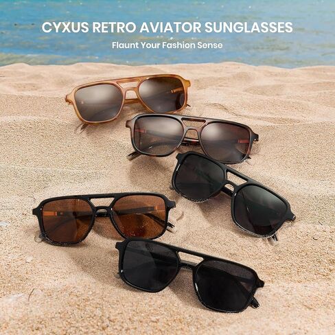Cyxus 2 Pack Retro Square Aviator النظارات الشمسية للنساء العصرية ظلال خمر 70S شقة الطيارين UV400 النظارات الشمسية 53mm صغيرة in Kuwait