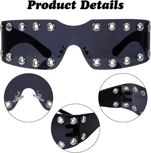 Nydotd Y2K Wrap Around Sunglasses for Women Men Fashion Trendy Sun Glasses Futuristic Cyberpun Eyewear Rave Shades in Saudi Arabia