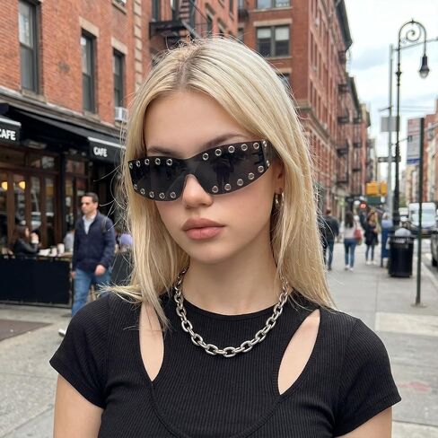 Nydotd Y2K Wrap Around Sunglasses for Women Men Fashion Trendy Sun Glasses Futuristic Cyberpun Eyewear Rave Shades in Saudi Arabia