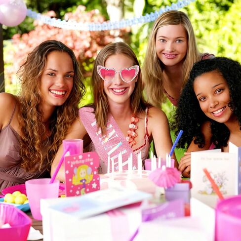 KICOSY Finally 21st Birthday Decorations Set, Pink Rhinestone Heart Sunglasses with Glitter Sash, 21st Birthday Accessories for Her in Kuwait