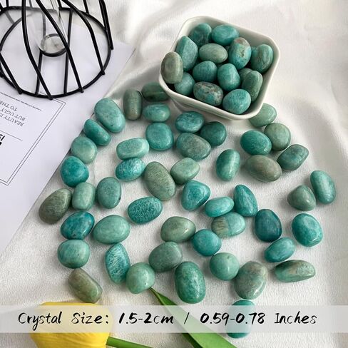Natural Bulk Amazonite Polished Tumbled Stones, 0.6"-0.8" Crystals and Healing Stones Small Rocks Premium Gemstones for Reiki, Chakra, Meditation, Home Decor, Crafts & Collection in Saudi Arabia