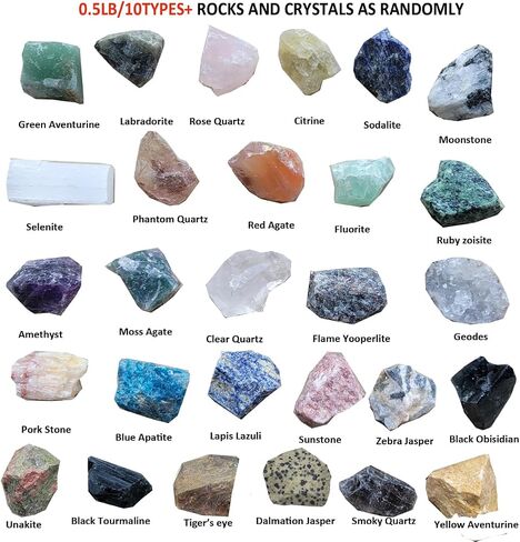 Bulk Natural Rocks for Tumbling,Rocks Minerals Collections Raw Crystals Rough Stones for Polishing Gemstones Crystals and Healing Stones for Wicca Reiki (0.5lb(10-15pcs)) in Saudi Arabia