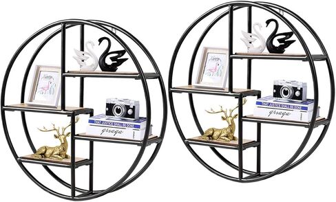Tangkula Hexagon Wall Shelf, 3-Tier Geometric Bookcase with 4 S-Shaped Hooks & Heavy Duty Metal Frame, Wall Mounted Industrial Display Storage Rack for Home Office, Living Room & Bathroom (1, Hexagon) in Kuwait