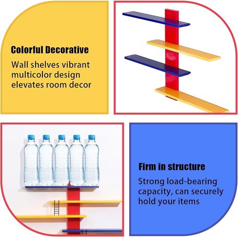 Floating Shelves for Wall, Display Shelves Rack for Collectibles Figures, Mini Decor, Wall Shelves for Decor Storage, Multicolor, 1 Piece in Saudi Arabia