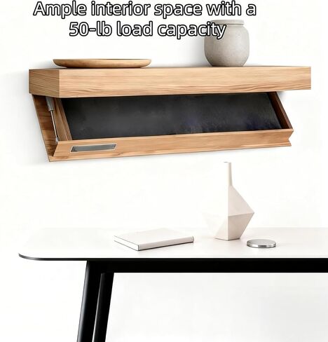 Magic Hidden Storage Box - Wall Mounted Shelf Solid Wood Floating Storag Decor Designer Shelf with Secret Compartment, Concealed Floating Shelf (Beige) in Kuwait