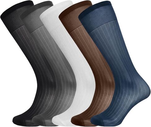 5 Pairs Mens Silk Sheer Socks Thin Nylon Business Dress Summer Soft Crew Socks Daily Casual Formal Stockings Work for Men in Saudi Arabia