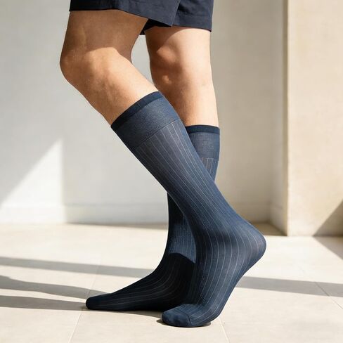 5 Pairs Mens Silk Sheer Socks Thin Nylon Business Dress Summer Soft Crew Socks Daily Casual Formal Stockings Work for Men in Saudi Arabia
