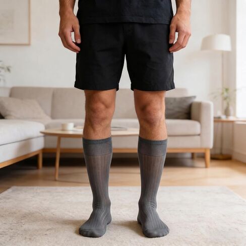 5 Pairs Mens Silk Sheer Socks Thin Nylon Business Dress Summer Soft Crew Socks Daily Casual Formal Stockings Work for Men in Saudi Arabia