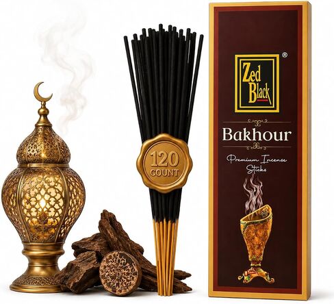 Bakhoor Incense Sticks – 120 Sticks | Oud, Resin & Amber Inspired Aroma | Long-Lasting Arabian Fragrance | Ideal for Home Fragrance, Meditation, Relaxation, Prayer & Festive Occasions | Zed Black in Saudi Arabia