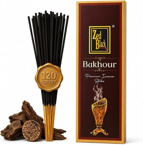 Bakhoor Incense Sticks – 120 Sticks | Oud, Resin & Amber Inspired Aroma | Long-Lasting Arabian Fragrance | Ideal for Home Fragrance, Meditation, Relaxation, Prayer & Festive Occasions | Zed Black in Saudi Arabia