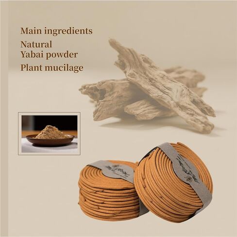 Premium Coil Incense, 24 Dual-Coils, 2-Hour Burn per Coil - Natural Chinese Arborvitae for Calming Atmosphere, Relaxation, Meditation & Soothing Wooden Aroma, 50g in Kuwait