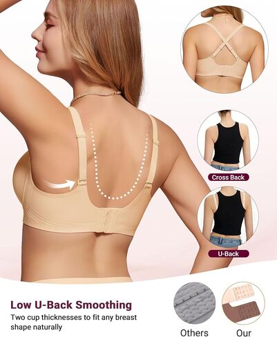 As Fairy Wireless Bras for Women No Underwire Full Coverage Jelly Lift Strong Support Push Up Scalloped Everyday Tshirt Bra Seamless Soft Daily Wear Breathable Air Hole Design(Nude 40DD) in Saudi Arabia