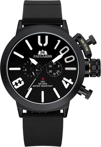 Men’s Oversized Mechanical Watch, Automatic/Hand-Wind, Luminous Big Dial, Day & Date Sub-Dials, Daily Water Resistant, Silicone Strap in Kuwait
