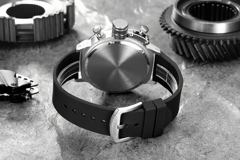 Men’s Oversized Mechanical Watch, Automatic/Hand-Wind, Luminous Big Dial, Day & Date Sub-Dials, Daily Water Resistant, Silicone Strap in Kuwait