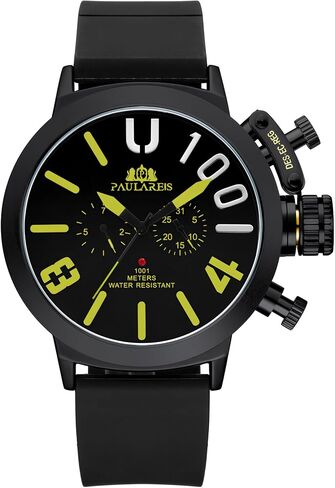 Men’s Oversized Mechanical Watch, Automatic/Hand-Wind, Luminous Big Dial, Day & Date Sub-Dials, Daily Water Resistant, Silicone Strap in Kuwait