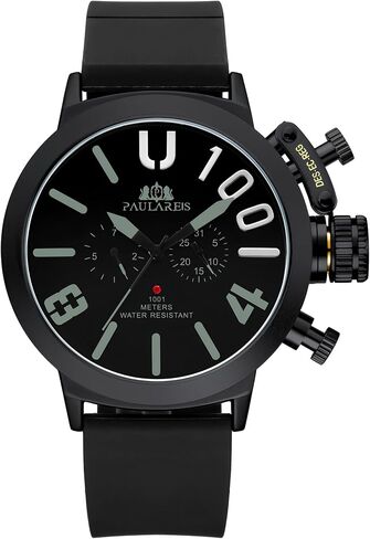 Men’s Oversized Mechanical Watch, Automatic/Hand-Wind, Luminous Big Dial, Day & Date Sub-Dials, Daily Water Resistant, Silicone Strap in Kuwait