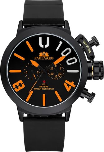 Men’s Oversized Mechanical Watch, Automatic/Hand-Wind, Luminous Big Dial, Day & Date Sub-Dials, Daily Water Resistant, Silicone Strap in Kuwait