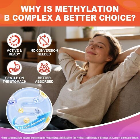 Methylated Vitamin B Complex Gummies for Women & Men - 12-in-1 Multivitamin with 1000 mcg Methyl B12, 1700 mcg Methylfolate, 2000 mcg Biotin, Inositol for Energy, Brain, Healthy Hair, Sugar Free, 60ct in Saudi Arabia