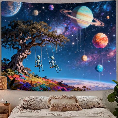 TPMDFC Galaxy Space Tapestry, 80x60inch, Outer Space Alien Planets Tapestry for Bedroom Colorful Universe Starry Sky Tapestries Wall Hanging Living Room Home Decor in Saudi Arabia