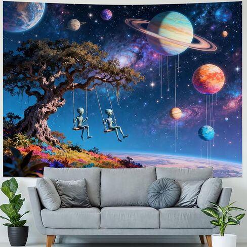 TPMDFC Galaxy Space Tapestry, 80x60inch, Outer Space Alien Planets Tapestry for Bedroom Colorful Universe Starry Sky Tapestries Wall Hanging Living Room Home Decor in Saudi Arabia