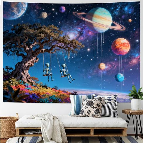 TPMDFC Galaxy Space Tapestry, 80x60inch, Outer Space Alien Planets Tapestry for Bedroom Colorful Universe Starry Sky Tapestries Wall Hanging Living Room Home Decor in Saudi Arabia