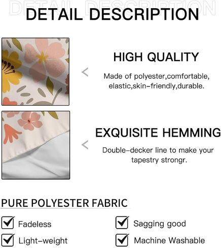 AUTOZOT Danish Pastel Botanical Flower Market Tapestry Aesthetic Floral Plants Wall Hanging Tapestries Wall Art Decorative Banner For Home Decor Living Room College Dorm Bedroom 29x37 Inch in Saudi Arabia