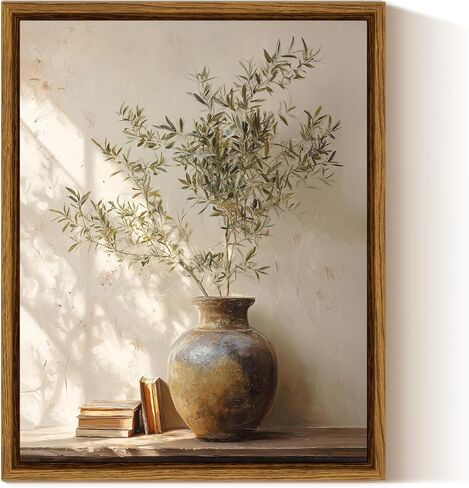 InSimSea Framed Vintage Olive Tree Canvas Wall Art, Neutral Potted Plants Oil Paintings Wall Decor Botanical Pictures for Bedroom Bathroom Dining Shelf 10" L x 8" W in Saudi Arabia