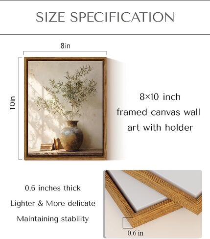 InSimSea Framed Vintage Olive Tree Canvas Wall Art, Neutral Potted Plants Oil Paintings Wall Decor Botanical Pictures for Bedroom Bathroom Dining Shelf 10" L x 8" W in Saudi Arabia