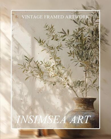InSimSea Framed Vintage Olive Tree Canvas Wall Art, Neutral Potted Plants Oil Paintings Wall Decor Botanical Pictures for Bedroom Bathroom Dining Shelf 10" L x 8" W in Saudi Arabia