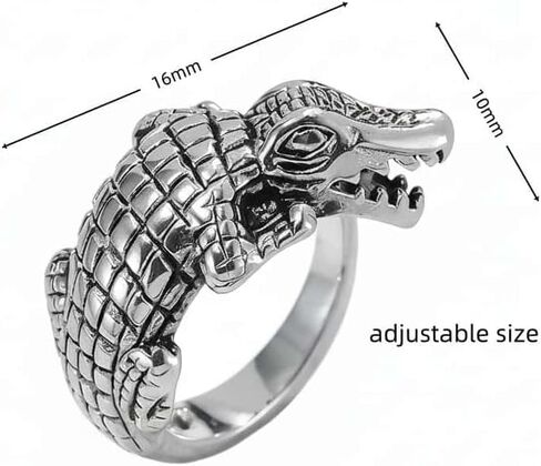Thai Silver Animal Crocodile Adjustable Rings For Women Men,Retro Silver Weird Crocodile Open Band Knuckle Cocktail Ring Jewelry Gifts in Saudi Arabia