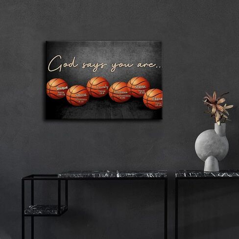 Inspirational Basketball Canvas Wall Art Basketball Teen Boys Kids Room wall Decor God Says You Are Canvas Print Painting Framed basketball posters for Dorm Gym Bedroom Office Home Decor 12x16inch in Saudi Arabia