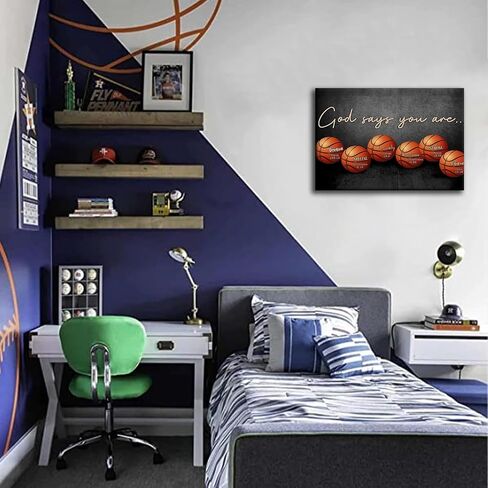 Inspirational Basketball Canvas Wall Art Basketball Teen Boys Kids Room wall Decor God Says You Are Canvas Print Painting Framed basketball posters for Dorm Gym Bedroom Office Home Decor 12x16inch in Saudi Arabia