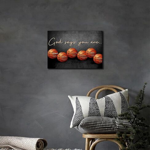 Inspirational Basketball Canvas Wall Art Basketball Teen Boys Kids Room wall Decor God Says You Are Canvas Print Painting Framed basketball posters for Dorm Gym Bedroom Office Home Decor 12x16inch in Saudi Arabia