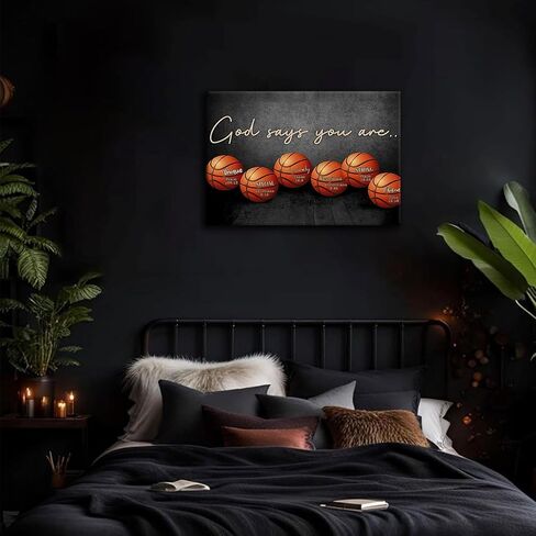 Inspirational Basketball Canvas Wall Art Basketball Teen Boys Kids Room wall Decor God Says You Are Canvas Print Painting Framed basketball posters for Dorm Gym Bedroom Office Home Decor 12x16inch in Saudi Arabia