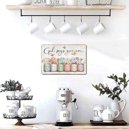 God Says You Are Flowers Rustic Aluminum Wall Art & Metal Tin Sign - 8x12in Vintage Indoor Outdoor Decor for Home, Office, Cafe, Yard & Garden in Kuwait