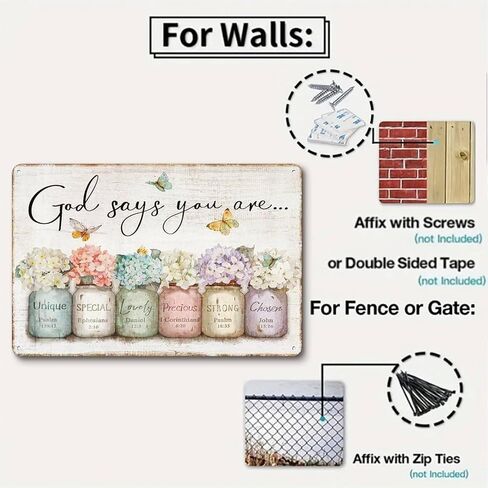 God Says You Are Flowers Rustic Aluminum Wall Art & Metal Tin Sign - 8x12in Vintage Indoor Outdoor Decor for Home, Office, Cafe, Yard & Garden in Kuwait