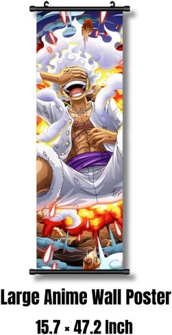 Large One Strawhat Crew Piece Anime Wall Scroll Poster, Design, Cloth Fabric, 15.7" W x 47.2" L, Vertical Hanging Art for Room Decor (Lufy) in Saudi Arabia