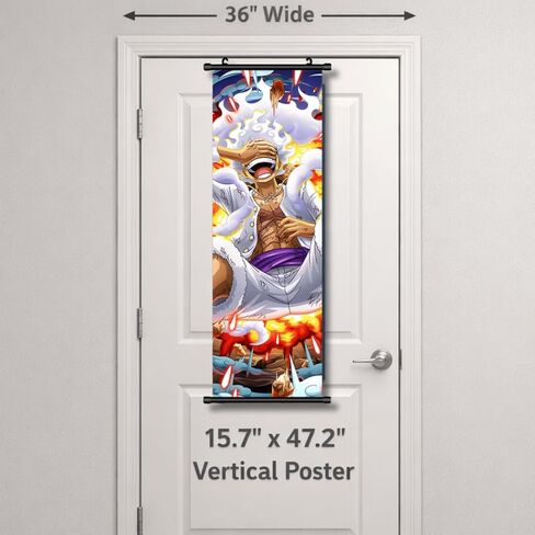 Large One Strawhat Crew Piece Anime Wall Scroll Poster, Design, Cloth Fabric, 15.7" W x 47.2" L, Vertical Hanging Art for Room Decor (Lufy) in Saudi Arabia