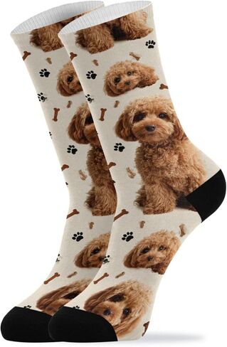 Pigsaly Novelty Socks For Men Women Puppy Footprint Brown Cavapoo Dogs Funny Crew Socks Dress Socks Gifts 1 pair in Saudi Arabia